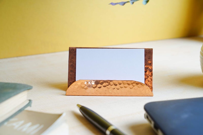 GoCraft Pure Copper Business Card Holder Stand | Fits 20-30 Business Cards | Pure Copper Finish Stand - Image 3